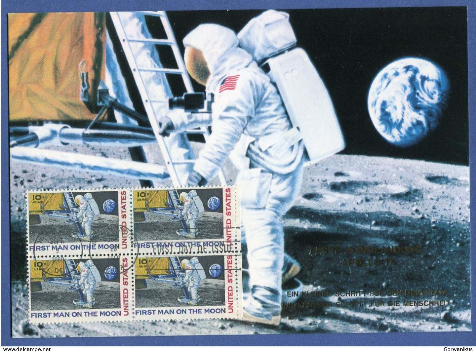 4 Block First Man On The Moon (Mi-990) - Altri & Non Classificati