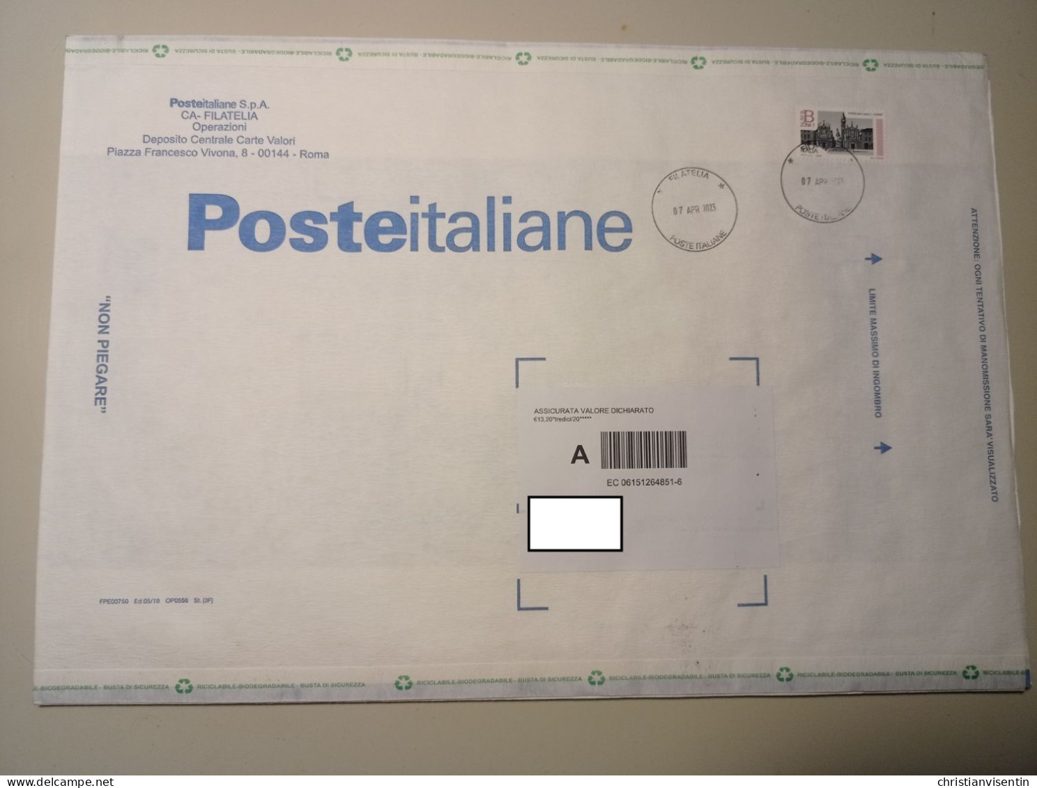 Italia Busta Viaggiata 2023 Piazza San Carlo Torino - 2021-...: Poststempel