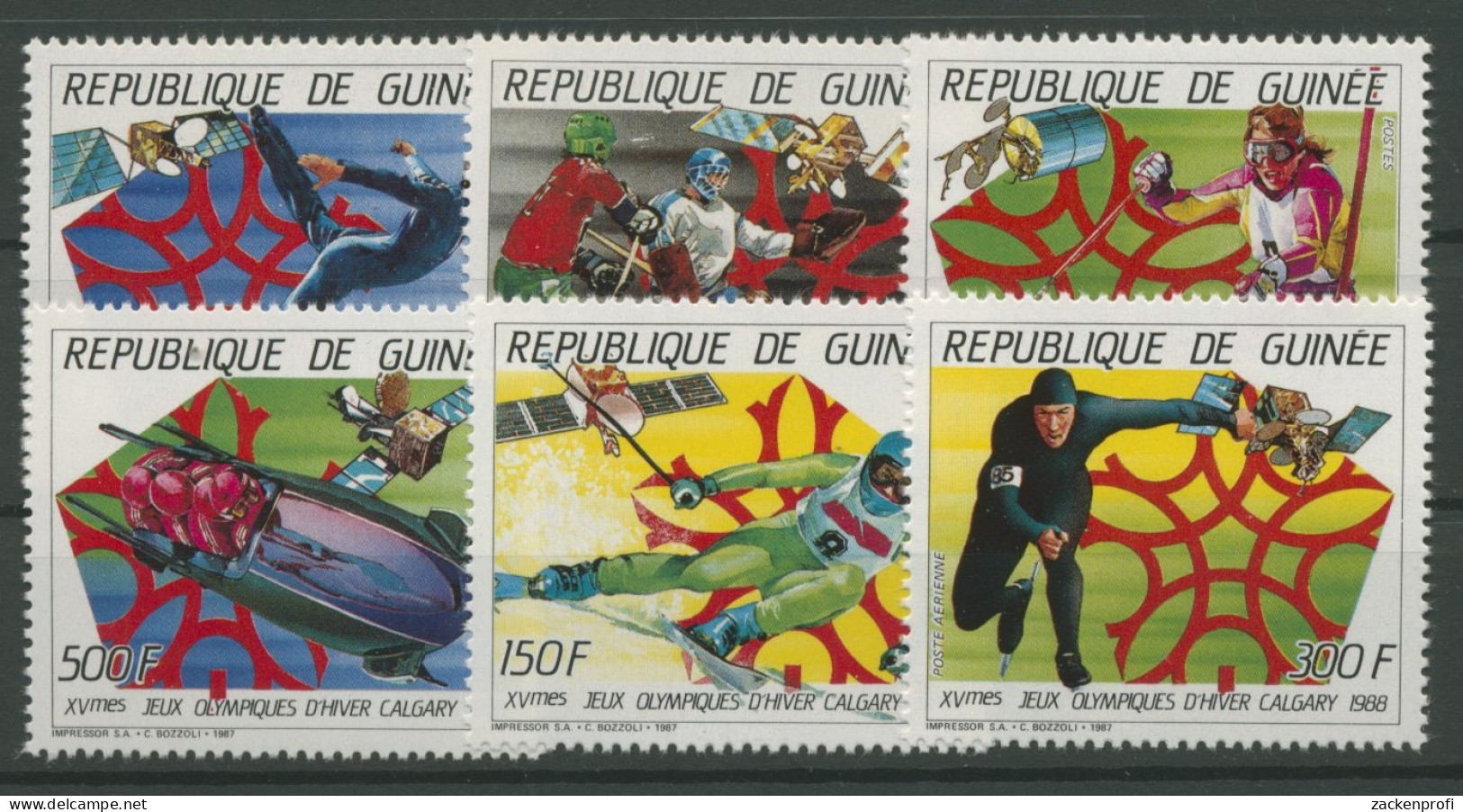 Guinea 1987 Olympische Winterspiele'88 Calgary 1154/59 A Postfrisch - Guinée (1958-...)