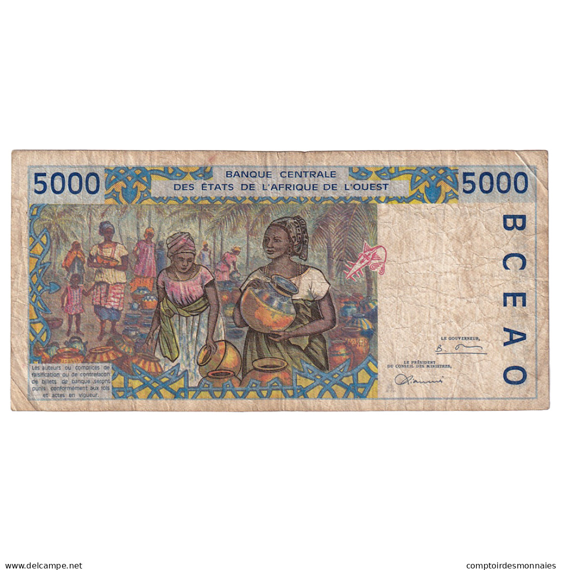 Billet, Communauté économique Des États De L'Afrique De L'Ouest, 5000 Francs - Stati Dell'Africa Occidentale