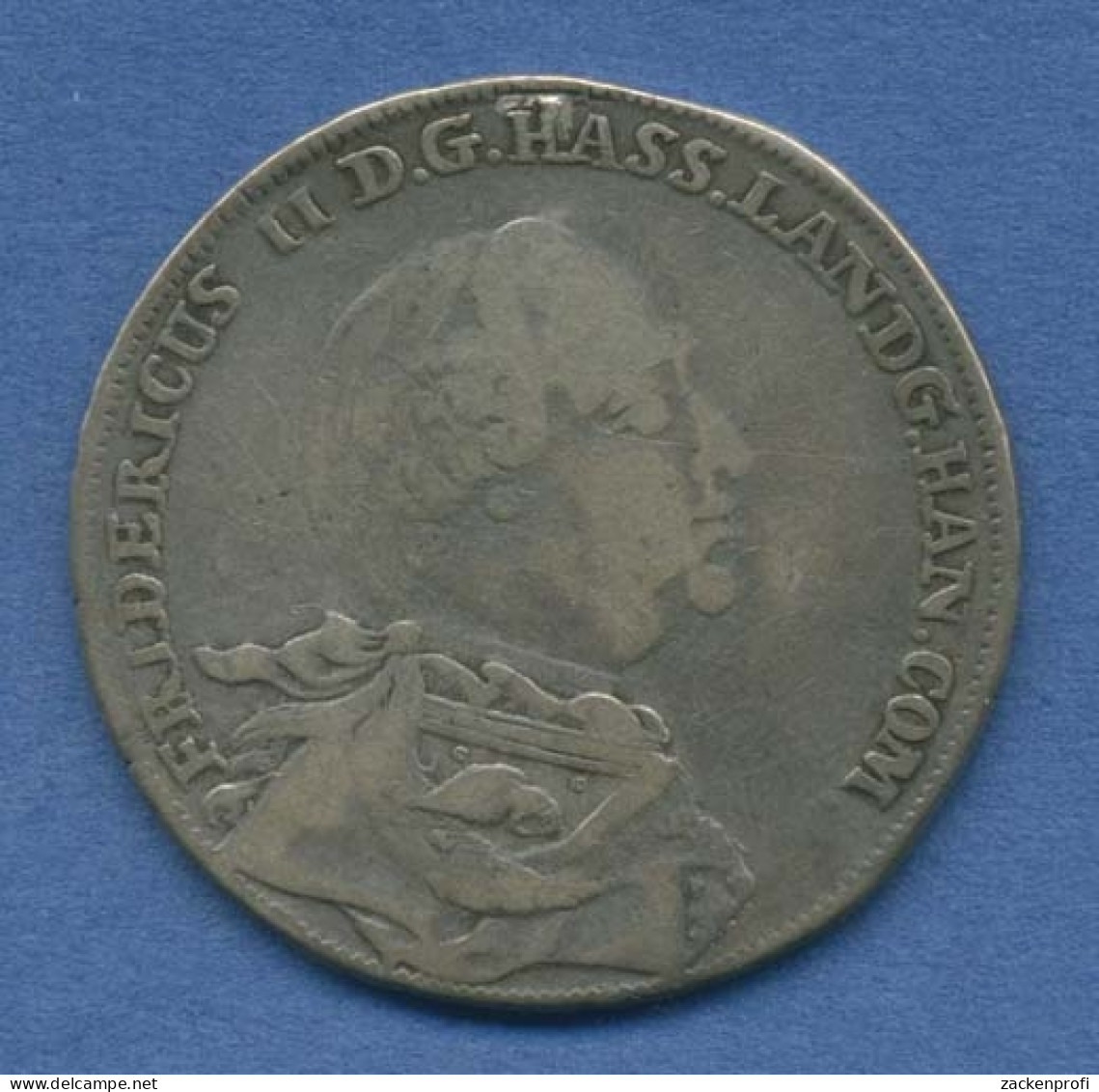 Hessen-Kassel 1/2 Konventiontaler 1766 FU Friedrich II., Henkelspur, Ss (m2257) - Piccole Monete & Altre Suddivisioni