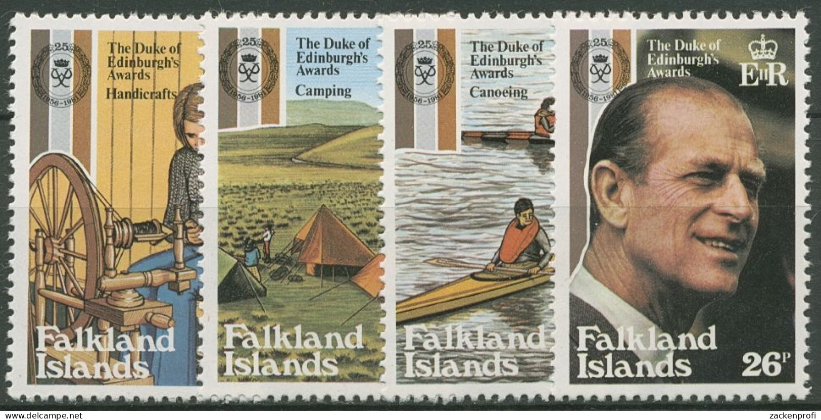 Falkland 1981 Jugendförderungspreis Zeltlager Kanu 329/32 Postfrisch - Falklandinseln