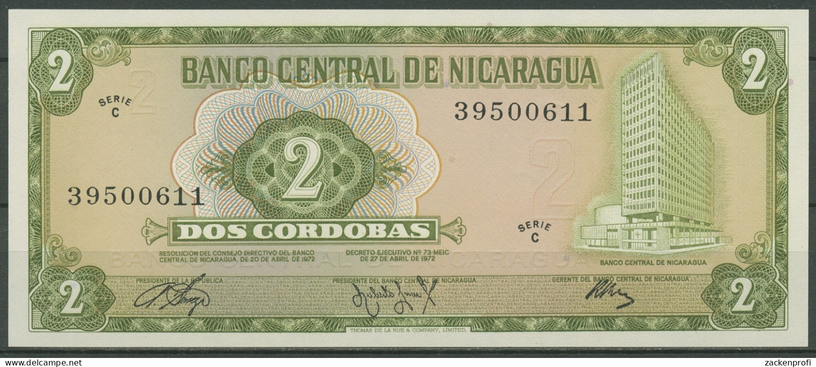 Nicaragua 2 Cordobas 1972, KM 121 A Kassenfrisch (K483) - Nicaragua