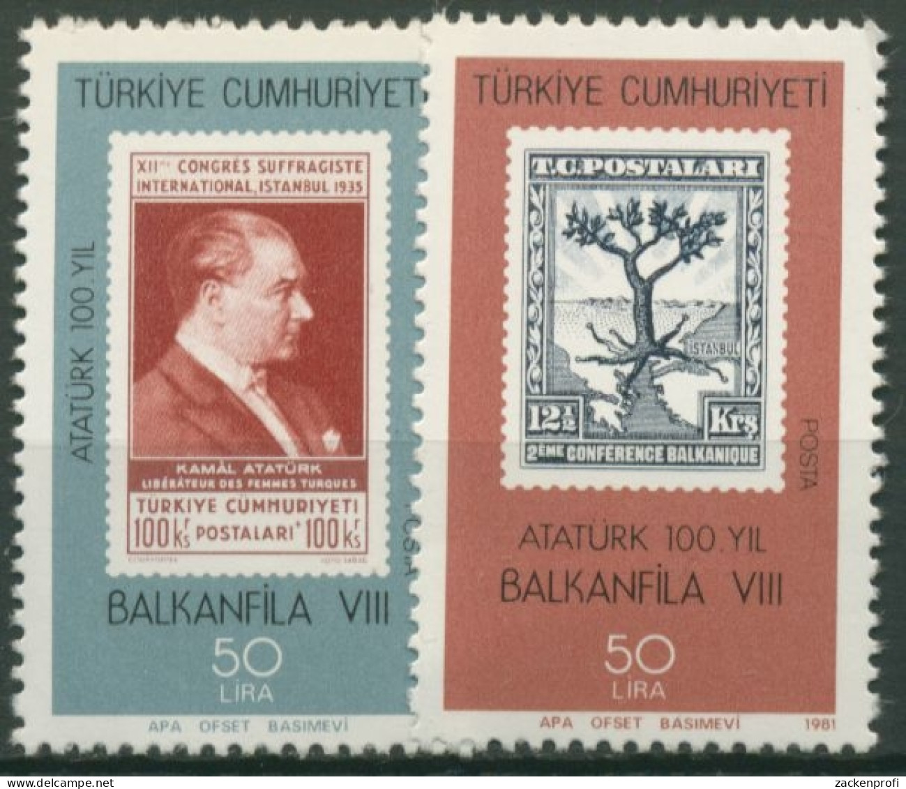 Türkei 1981 BALKANFILA '81: Blockeinzelmarken Aus Block 20 2574/75 Postfrisch - Ongebruikt