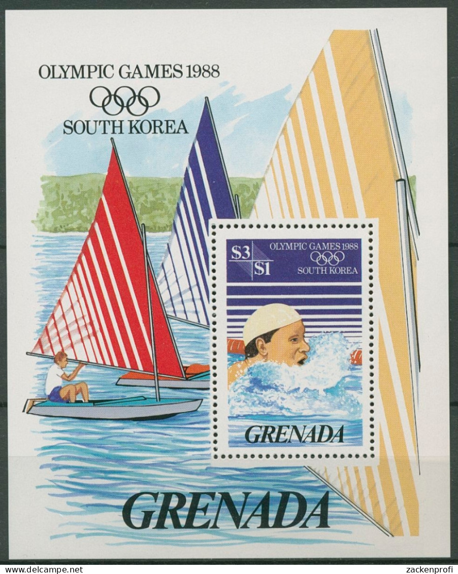 Grenada 1986 Olympia'88 Seoul Schwimmen Block 171 Postfrisch (C94544) - Grenada (1974-...)