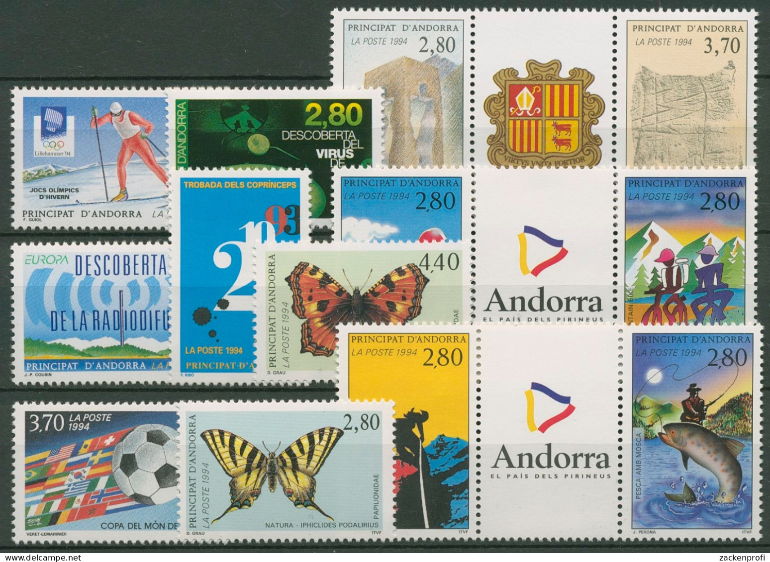 Andorra (frz.) 1994 Jahrgang Postfrisch Komplett Postfrisch - Unused Stamps