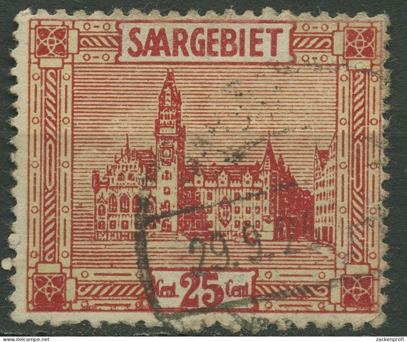 Saargebiet 1922 Neues Rathaus Saarbrücken-St.-Johann 89 Gestempelt - Gebraucht