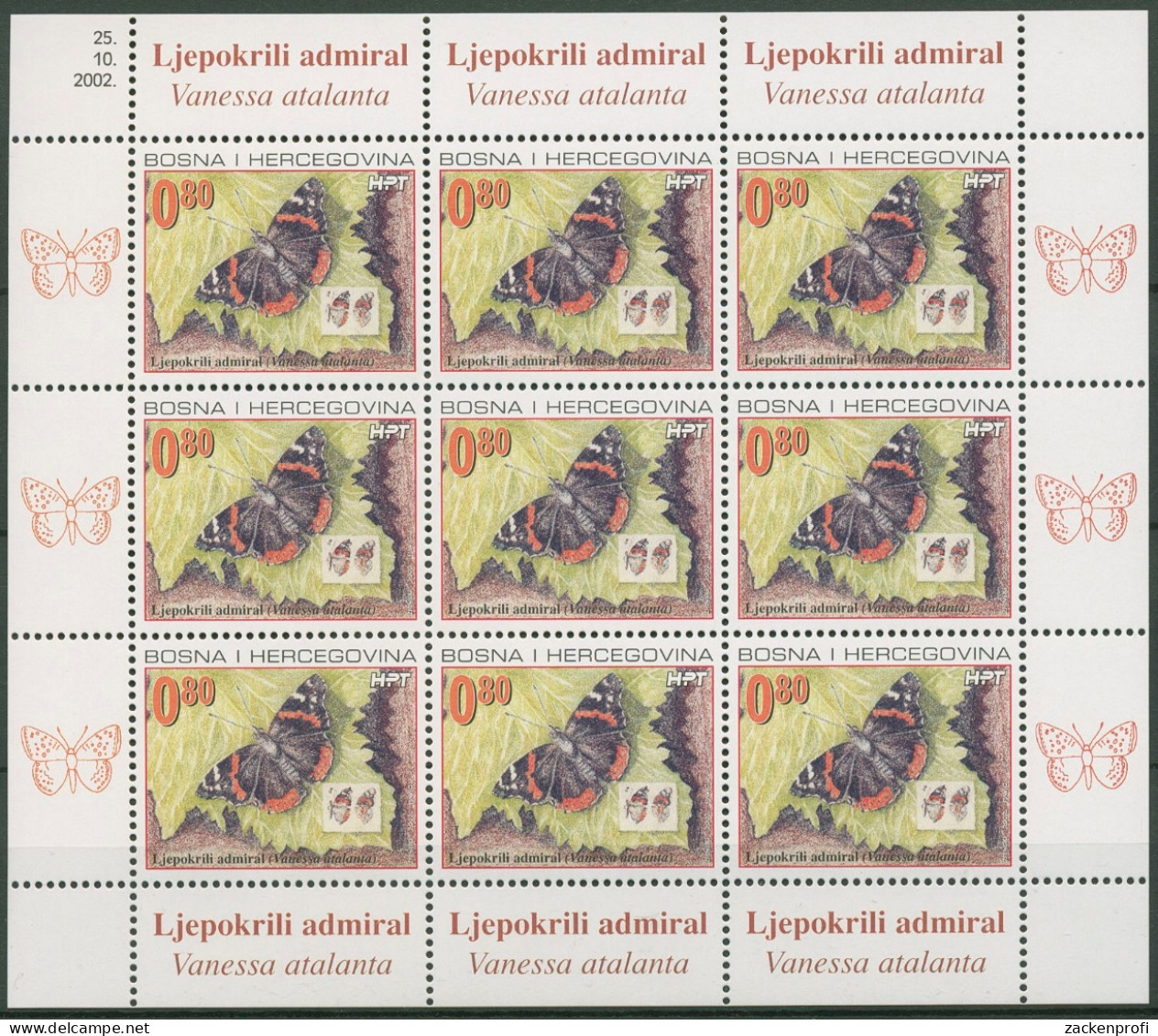 Bosnien-Herzegowina (Kroat. Post) 2002 Schmetterlinge 101 K Postfrisch (C90251) - Bosnie-Herzegovine