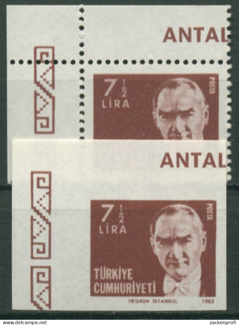 Türkei 1982 Atatürk 2617 A/B Ecke Links Oben Postfrisch - Nuovi