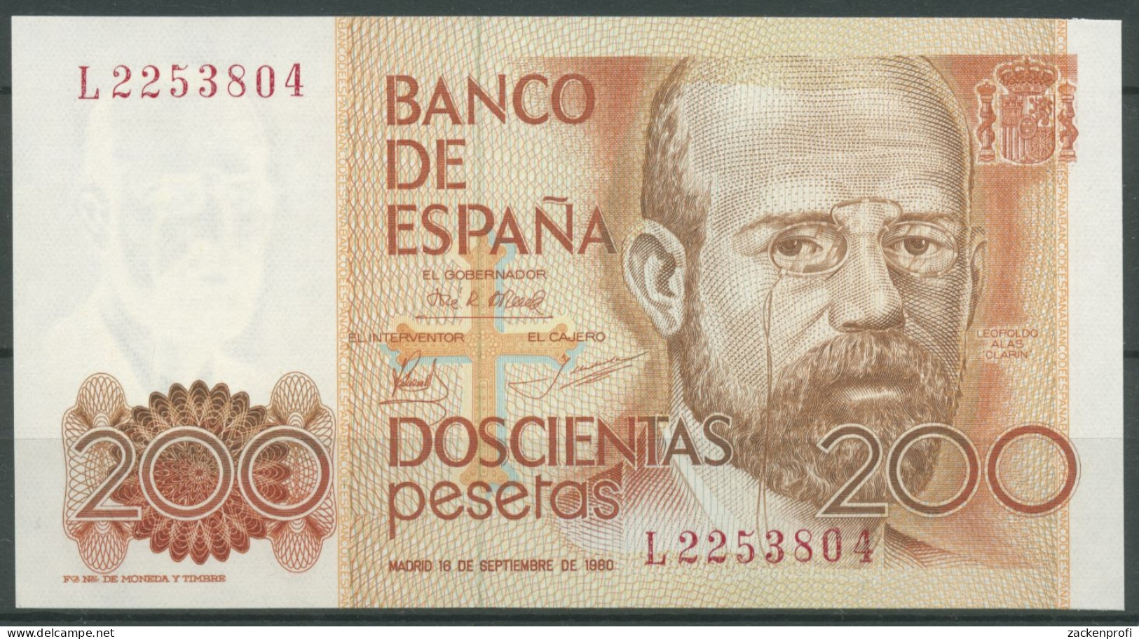 Spanien 200 Pesetas 1980, De Las Alas, KM 156, Kassenfrisch (K149) - [ 4] 1975-… : Juan Carlos I