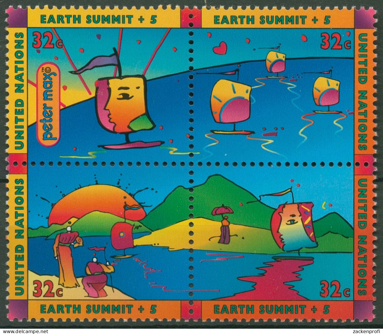 UNO New York 1997 Umweltkonferenz UNCED Ökosystem Meer 736/39 ZD Postfrisch - Unused Stamps