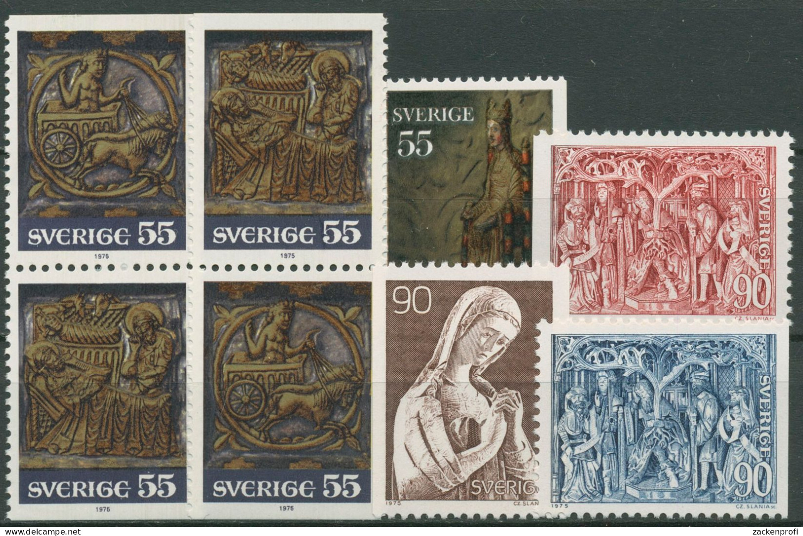 Schweden 1975 Weihnachten Kirchliche Kunst 926/31 Postfrisch - Unused Stamps