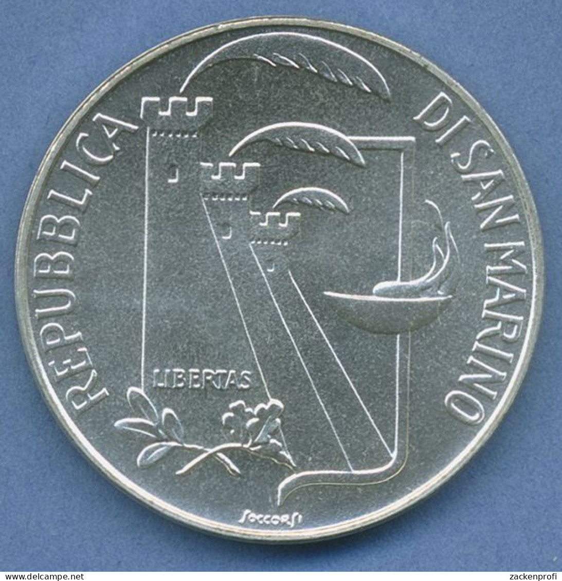 San Marino 500 Lire 1988 Olympia Skifahrer, Silber, KM 216 Vz/st (m4434) - Saint-Marin