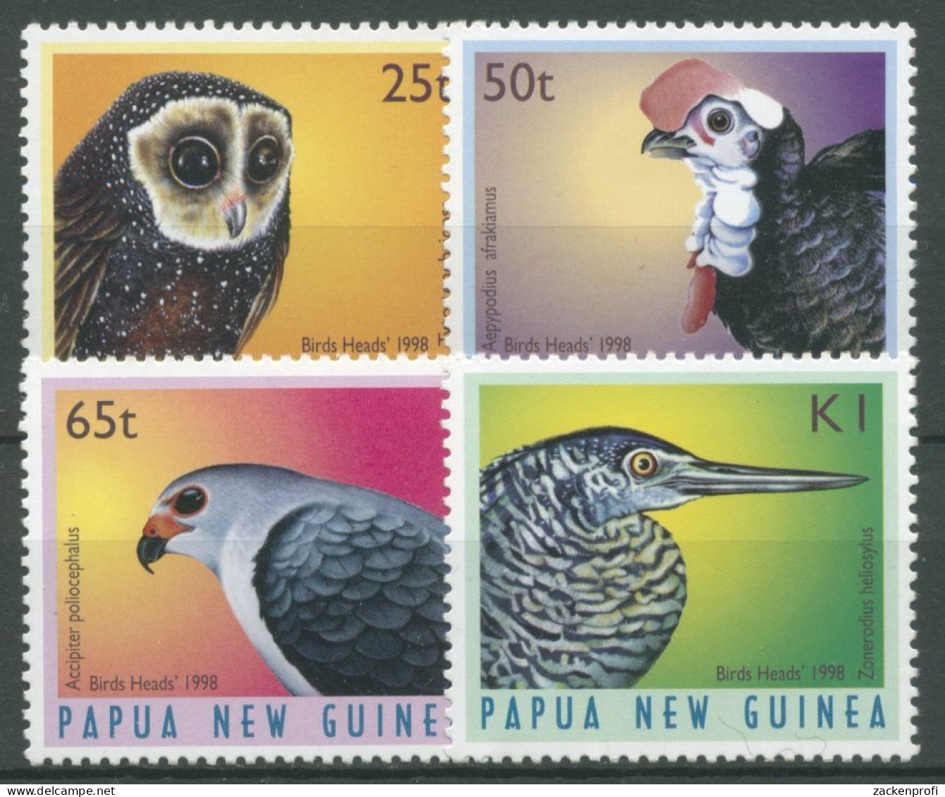 Papua Neuguinea 1998 Vögel Habicht Schleiereule Bindenreiher 813/16 Postfrisch - Papua New Guinea