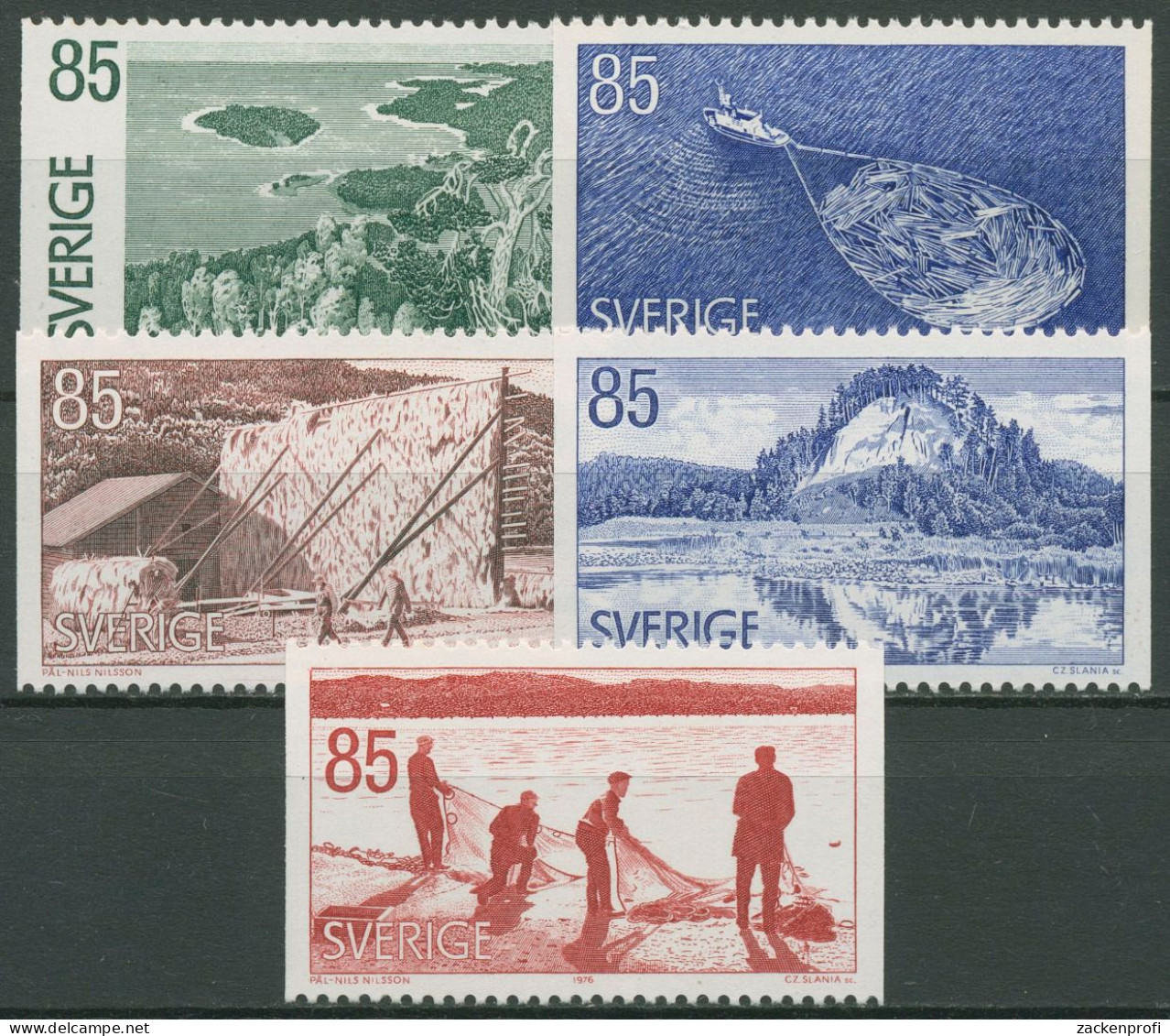 Schweden 1976 Tourismus Fischerei Angermanland 945/49 Postfrisch - Unused Stamps