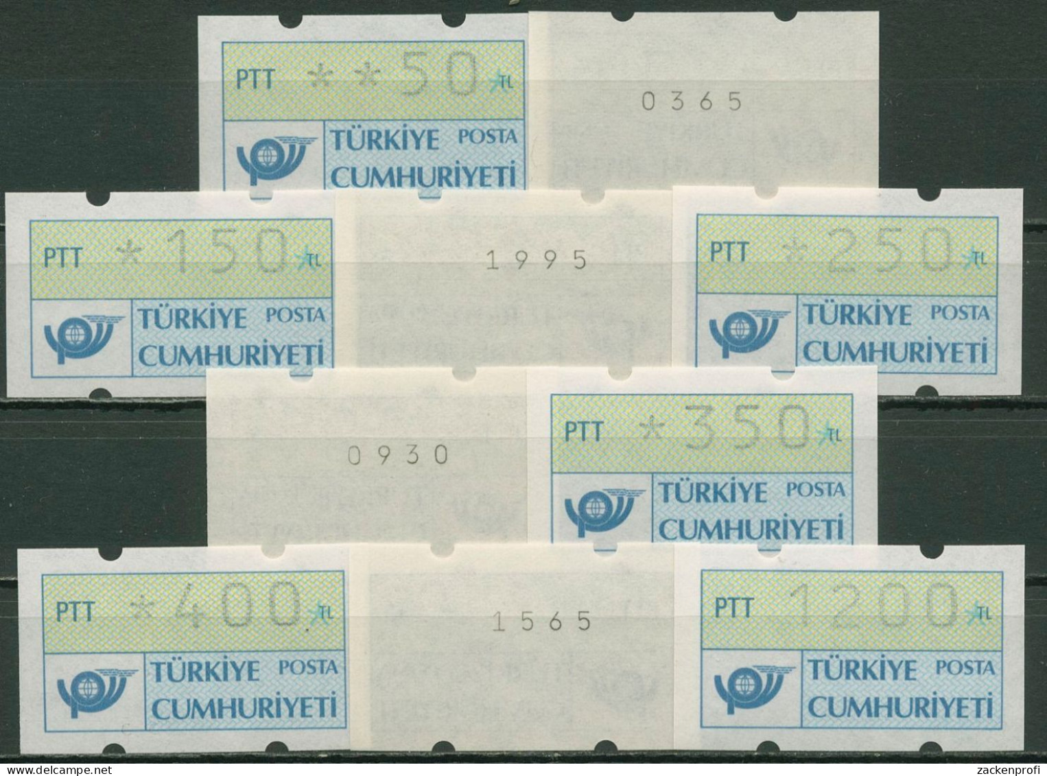 Türkei ATM 1987 Postemblem Satz 10 Werte ATM 1.1 S2 Mit Nr. Postfrisch - Automaten