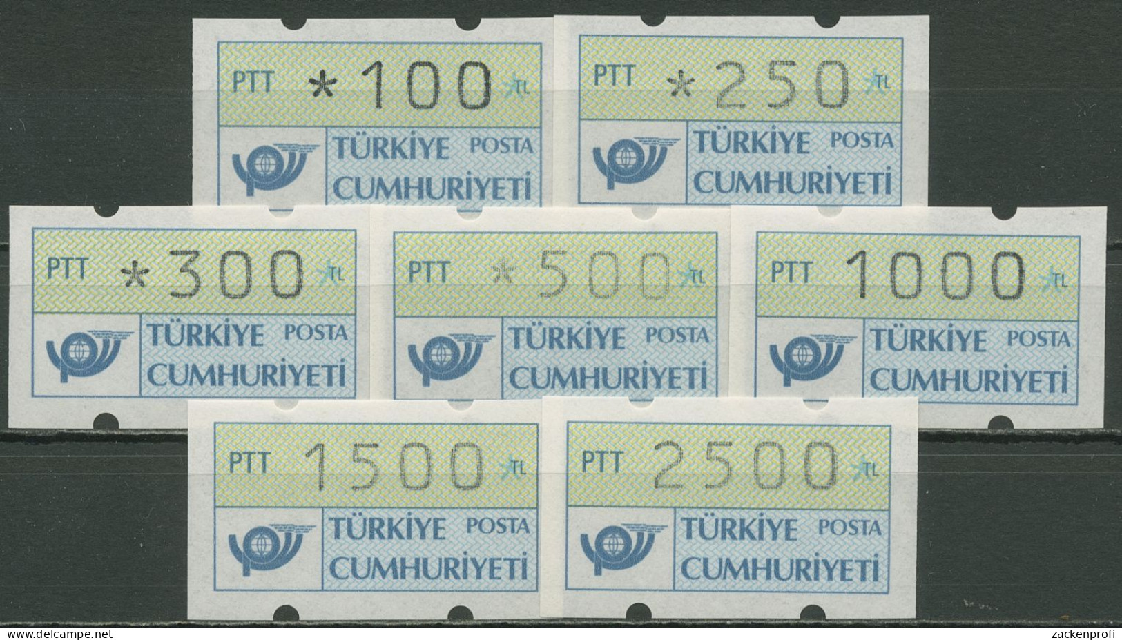 Türkei ATM 1987 Postemblem Satz 7 Werte ATM 1.1 S3 Postfrisch - Distributors