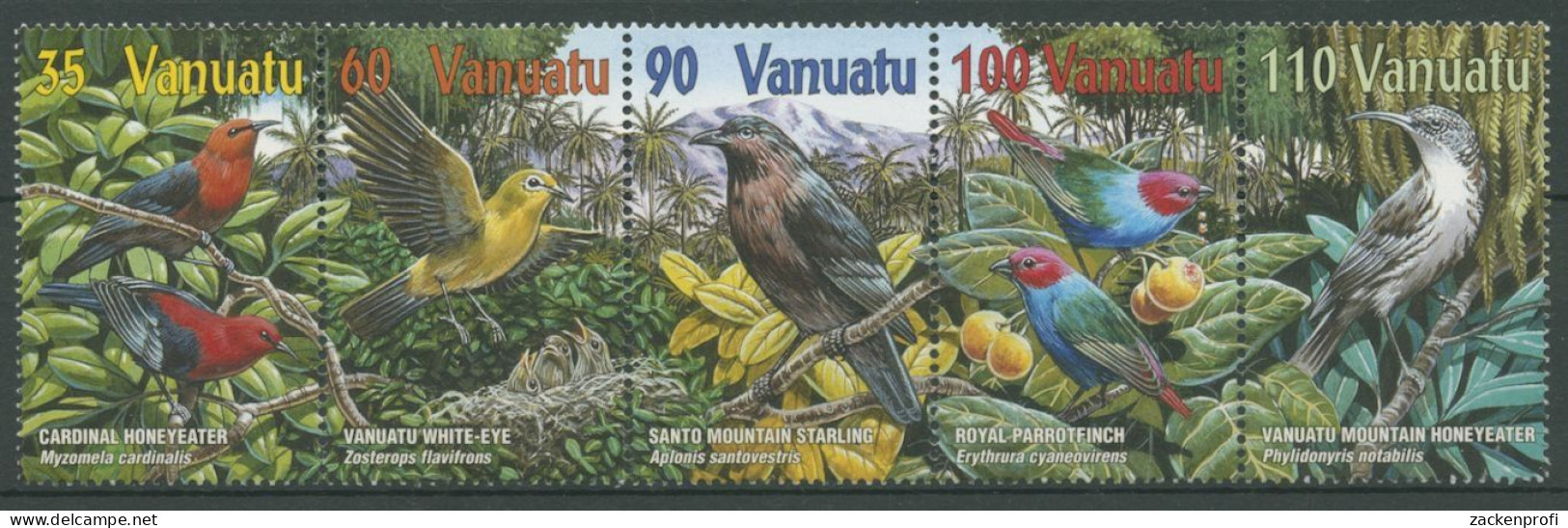 Vanuatu 2001 Vögel Honigfresser Brillenvogel 1129/33 ZD Postfrisch (C26970) - Vanuatu (1980-...)