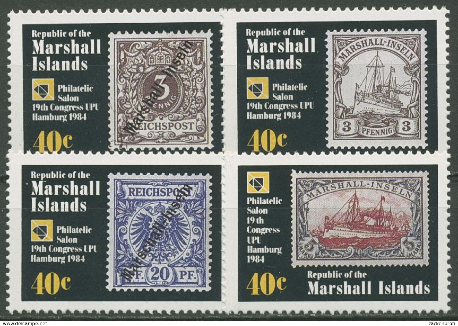 Marshall-Inseln 1984 Weltpostkongreß Hamburg UPU Kolonien 15/18 Postfrisch - Marshalleilanden