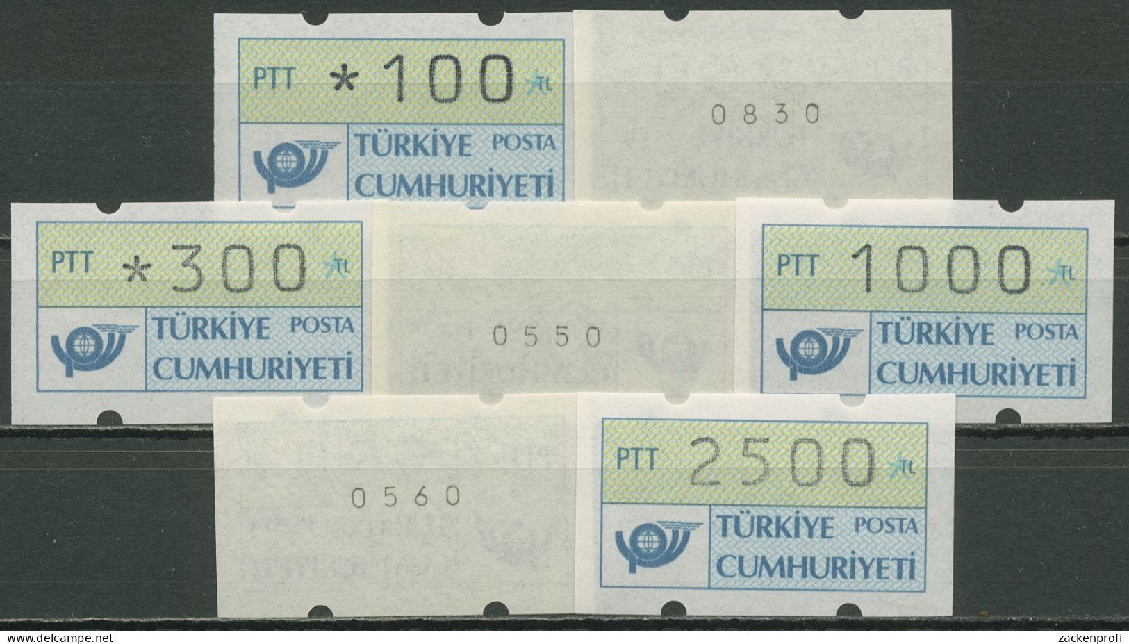 Türkei ATM 1987 Postemblem Satz 7 Werte ATM 1.1 S3 Mit Nr. Postfrisch - Automatenmarken