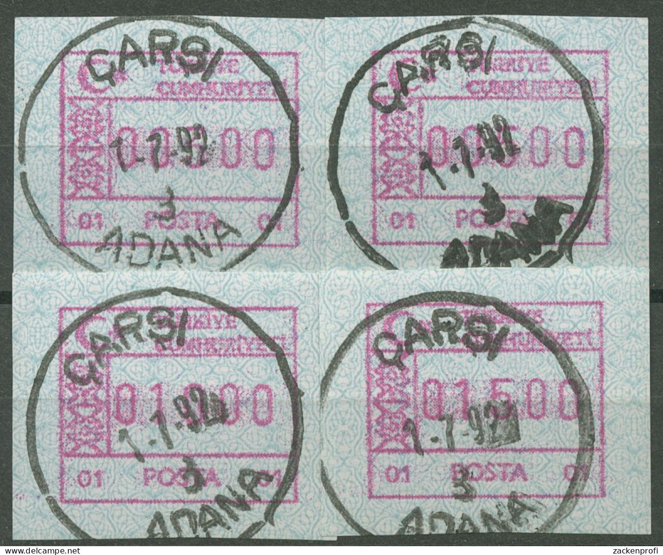 Türkei ATM 1992 Ornamente Automat 01 01, Satz 4 Werte ATM 2.1 S1 Gestempelt - Distributors