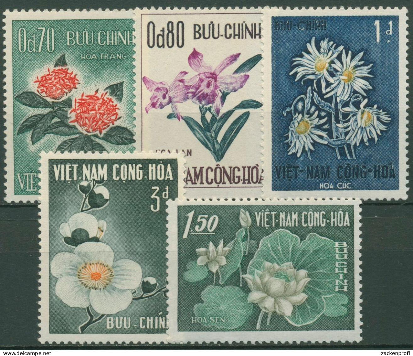 Vietnam - Süd 1965 Pflanzen Blumen 338/42 Postfrisch - Vietnam