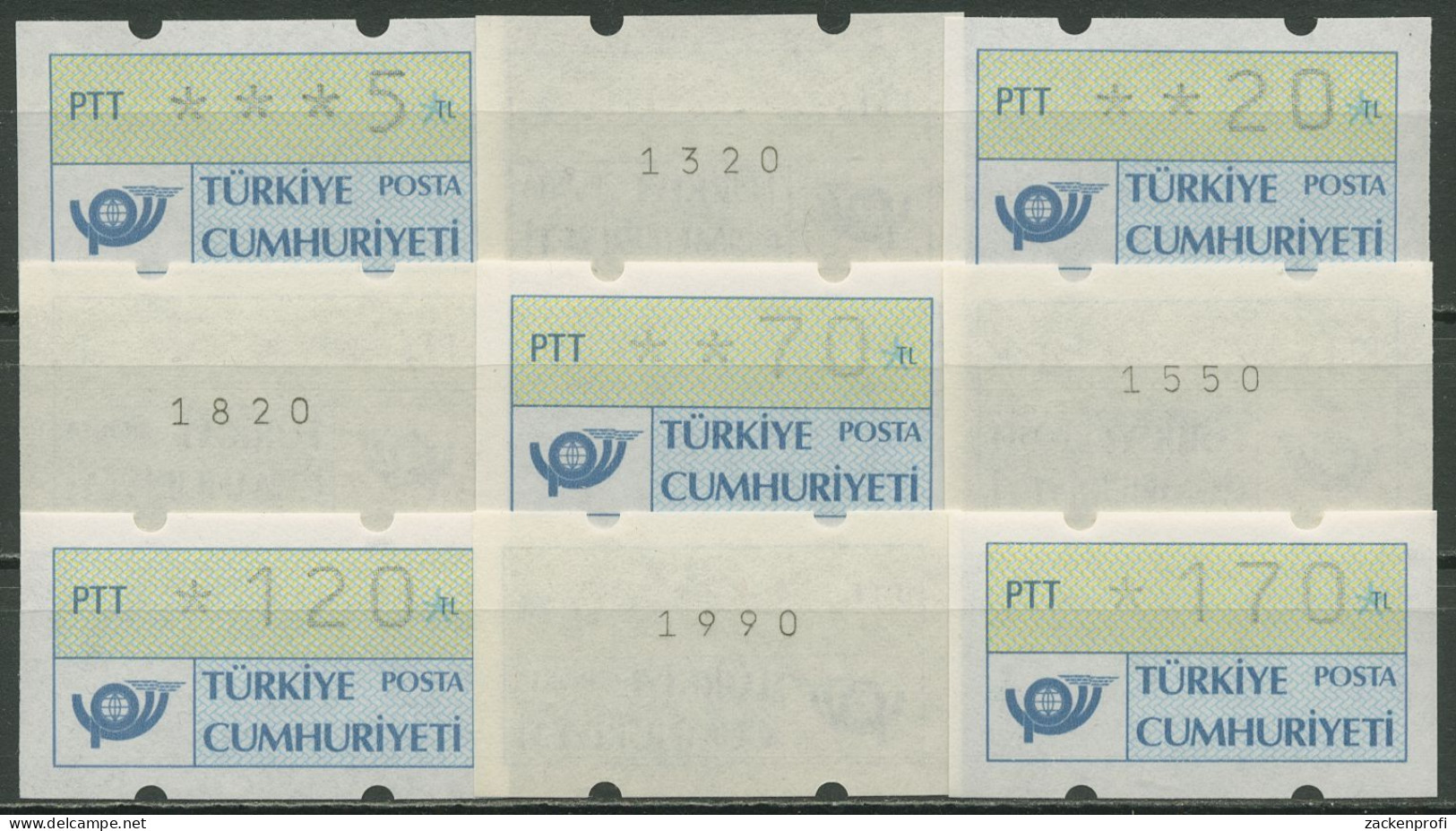 Türkei ATM 1987 Postemblem Satz 9 Werte ATM 1.1 S 1 Mit Nr. Postfrisch - Automaten