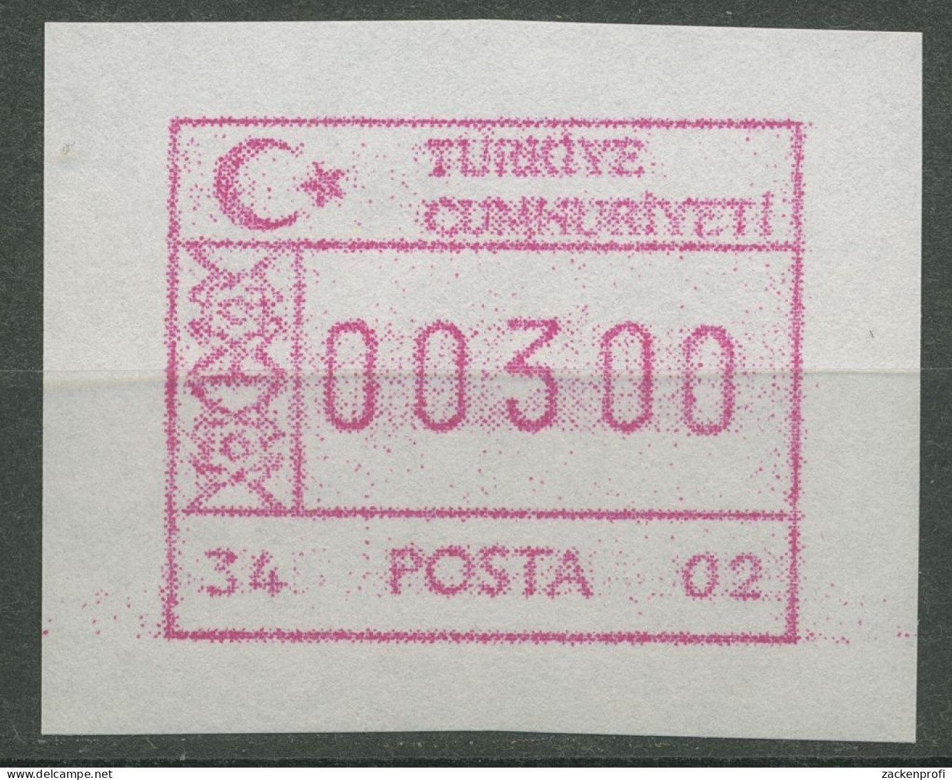Türkei ATM 1992 Ornamente Automat 34 02 Weißes Papier ATM 2.9 XI Postfrisch - Distribuidores
