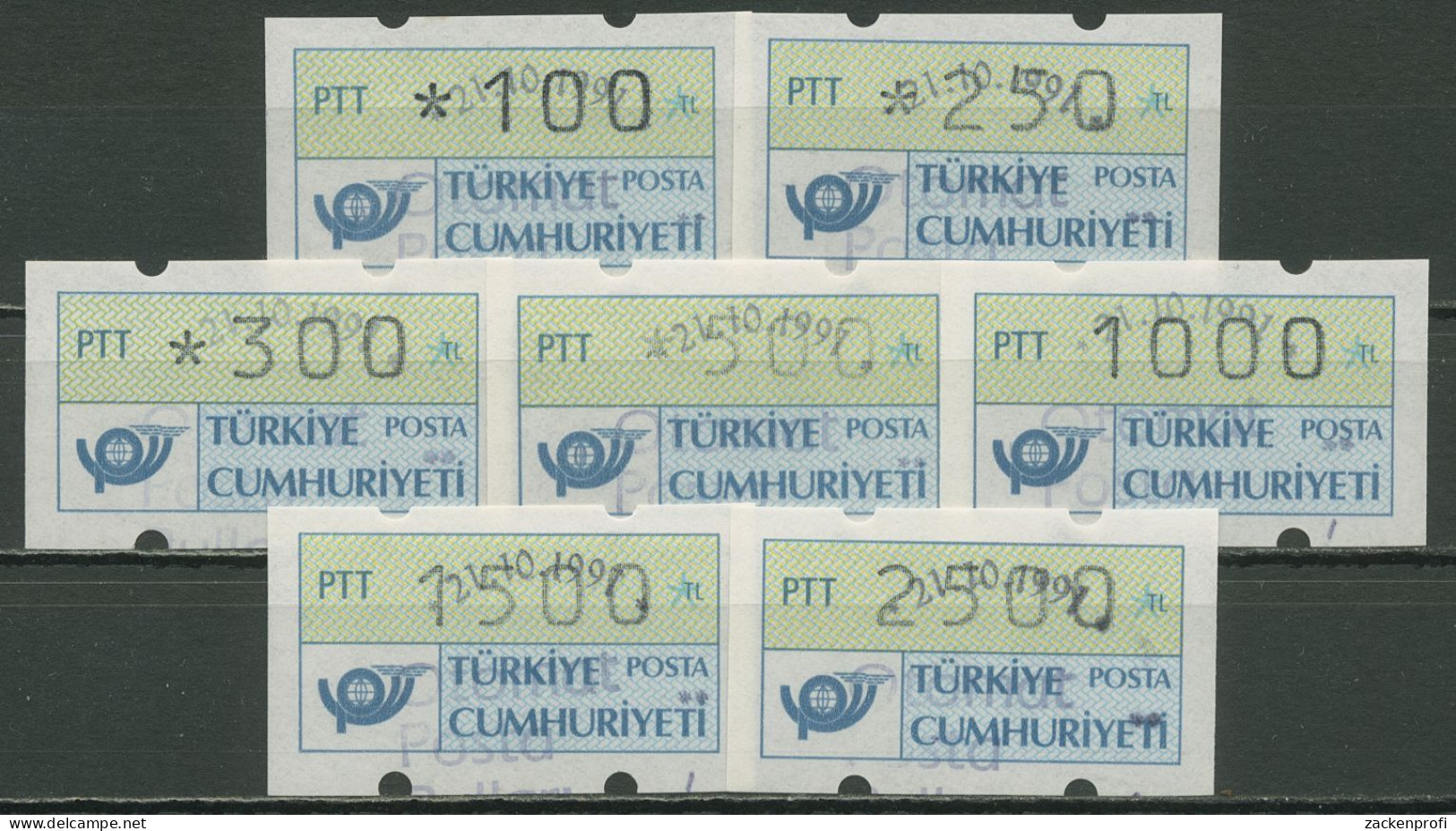 Türkei ATM 1987 Postemblem Satz 7 Werte ATM 1.1 S3 Gestempelt - Distributors