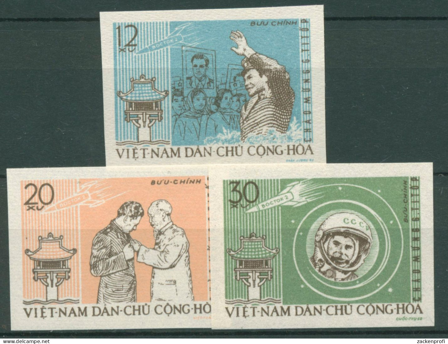 Vietnam 1962 Raumfahrt Titiow, Raumschiff Wostok 217/19 B Ungebraucht O.G. - Vietnam