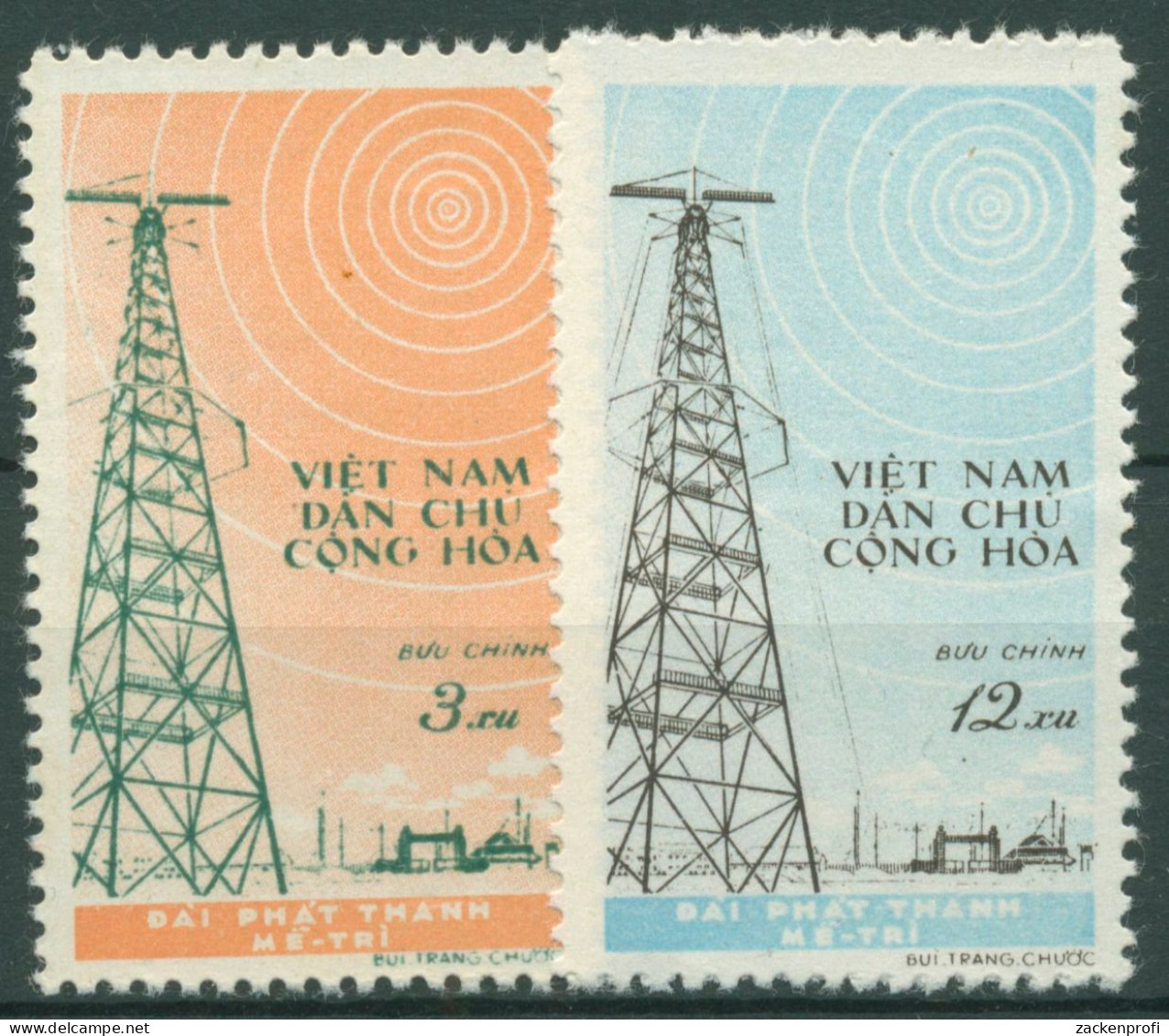 Vietnam-Nord 1959 Radiostation Me Tri Sendeturm 102/03 Ungebraucht O.G. - Vietnam