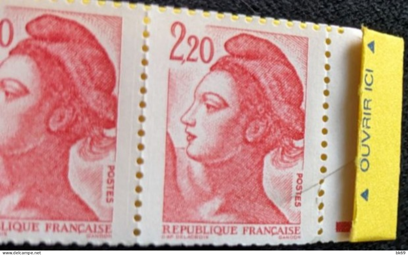 2376 C4 Conf. 9 RE Carnet Liberté 2.20F Rouge - Moderni : 1959-…