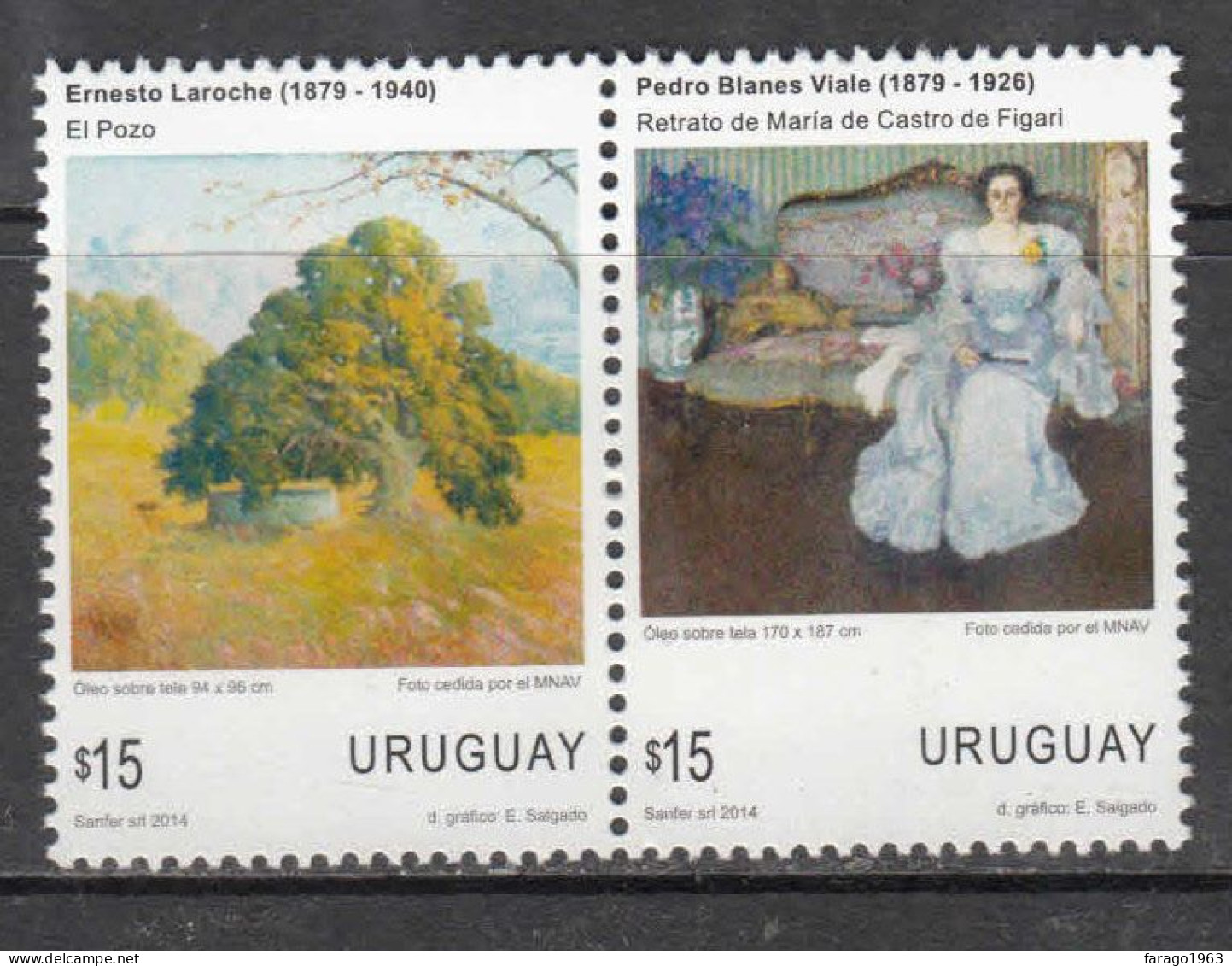 2014 Uruguay Art Paintings Complete Pair  MNH - Uruguay