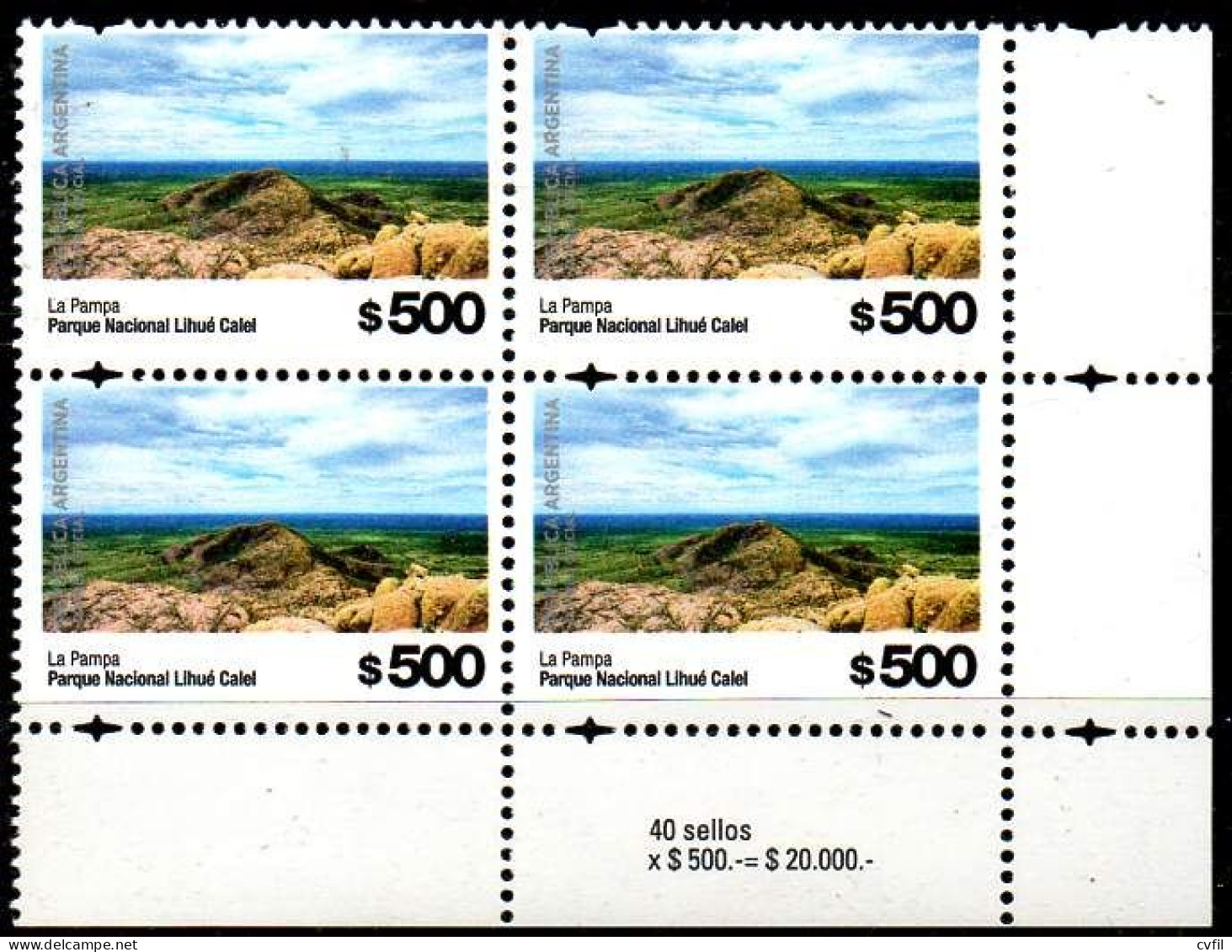 ARGENTINA 2023. Definitive $ 500 National Park Lihué Calel, La Pampa. Block Of Four, Mint NH - Nuevos