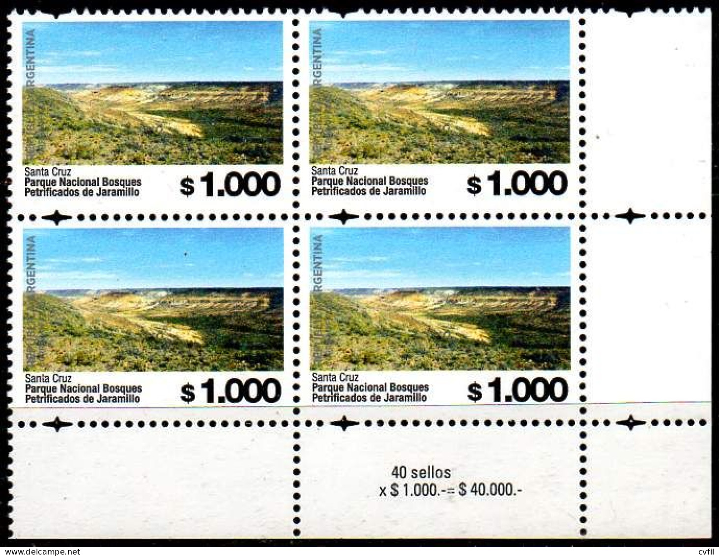 ARGENTINA 2023. Definitive $ 1.000 National Park Bosques Petrificados De Jaramillo, Santa Cruz. Block Of Four, Mint NH - Unused Stamps