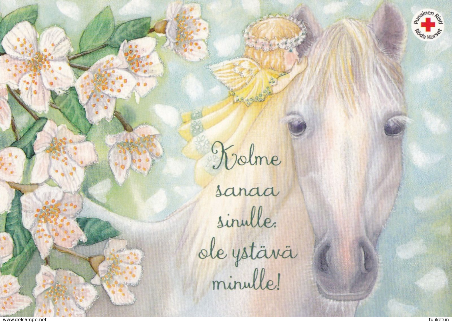 Postal Stationery - Horse - Little Angel - Flowers - Red Cross - Suomi Finland - Postage Paid - Enteros Postales