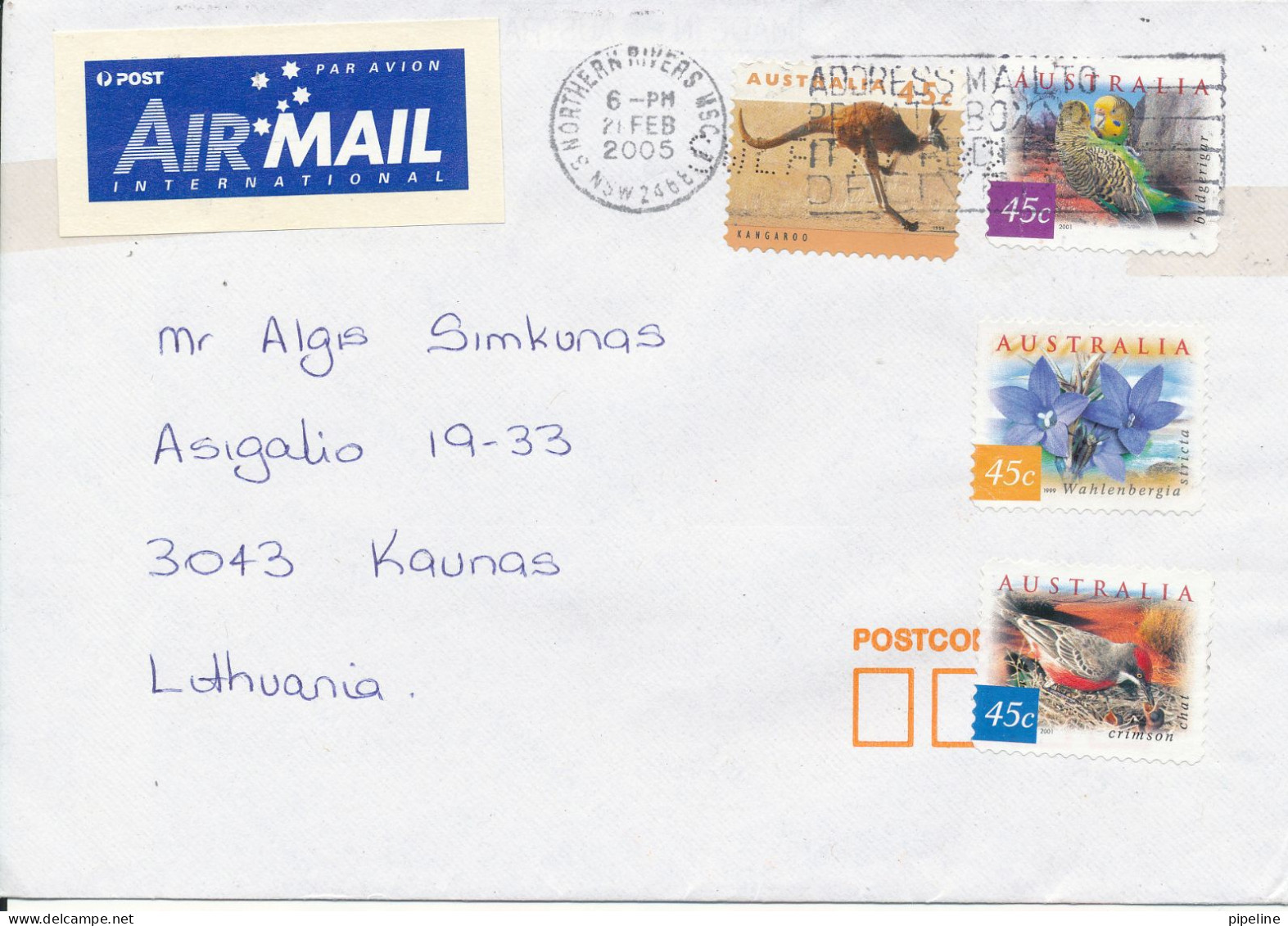 Australia Air Mail Cover Sent To Lithuania 21-2-2005 With More Topic Stamps - Lettres & Documents