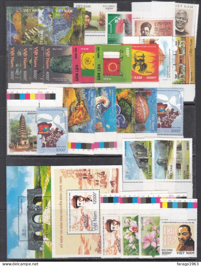 2018 Vietnam  Collection Of 31 Different Stamps + 2 Souvenir Sheets MNH - Vietnam