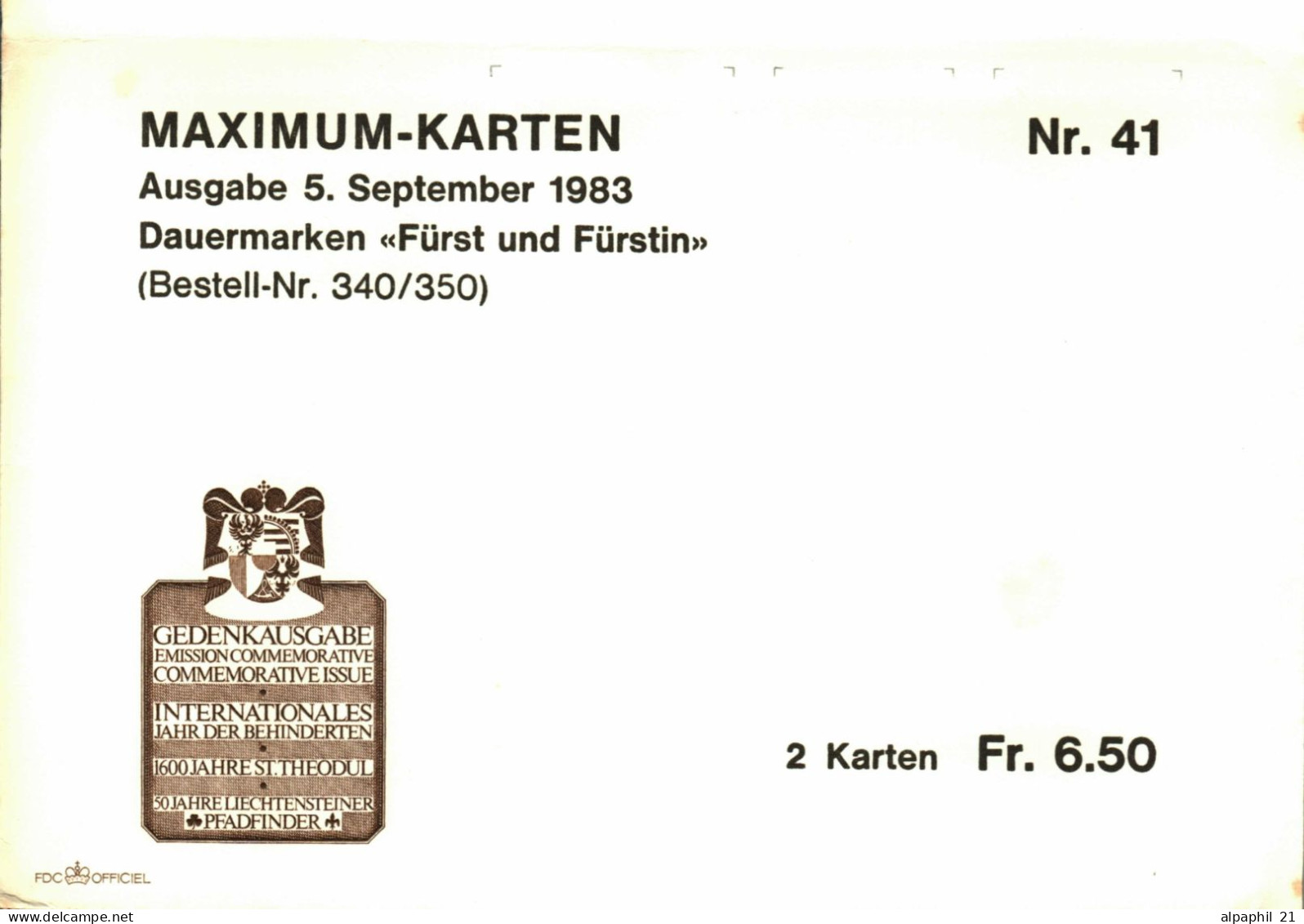 Liechtenstein 1983 Maximum-Karten X2 Nr. 41 - Used Stamps