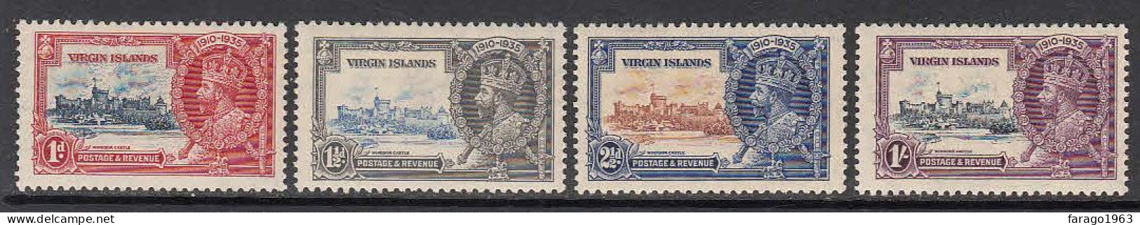 1935 British Virgin Islands KGV Silver Jubilee Complete Set Of 4 Mint With Hinge Remnants - Iles Vièrges Britanniques