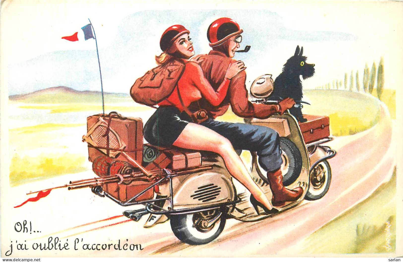 Illustration De Louis Carriere , Couple Sur Scooter , * 523 97 - Carrière, Louis