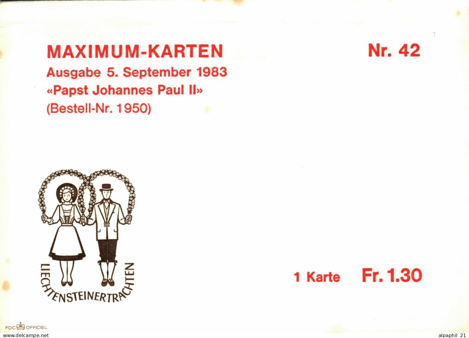 Liechtenstein 1983 Maximum-Karten X1 Nr. 42 - Gebraucht