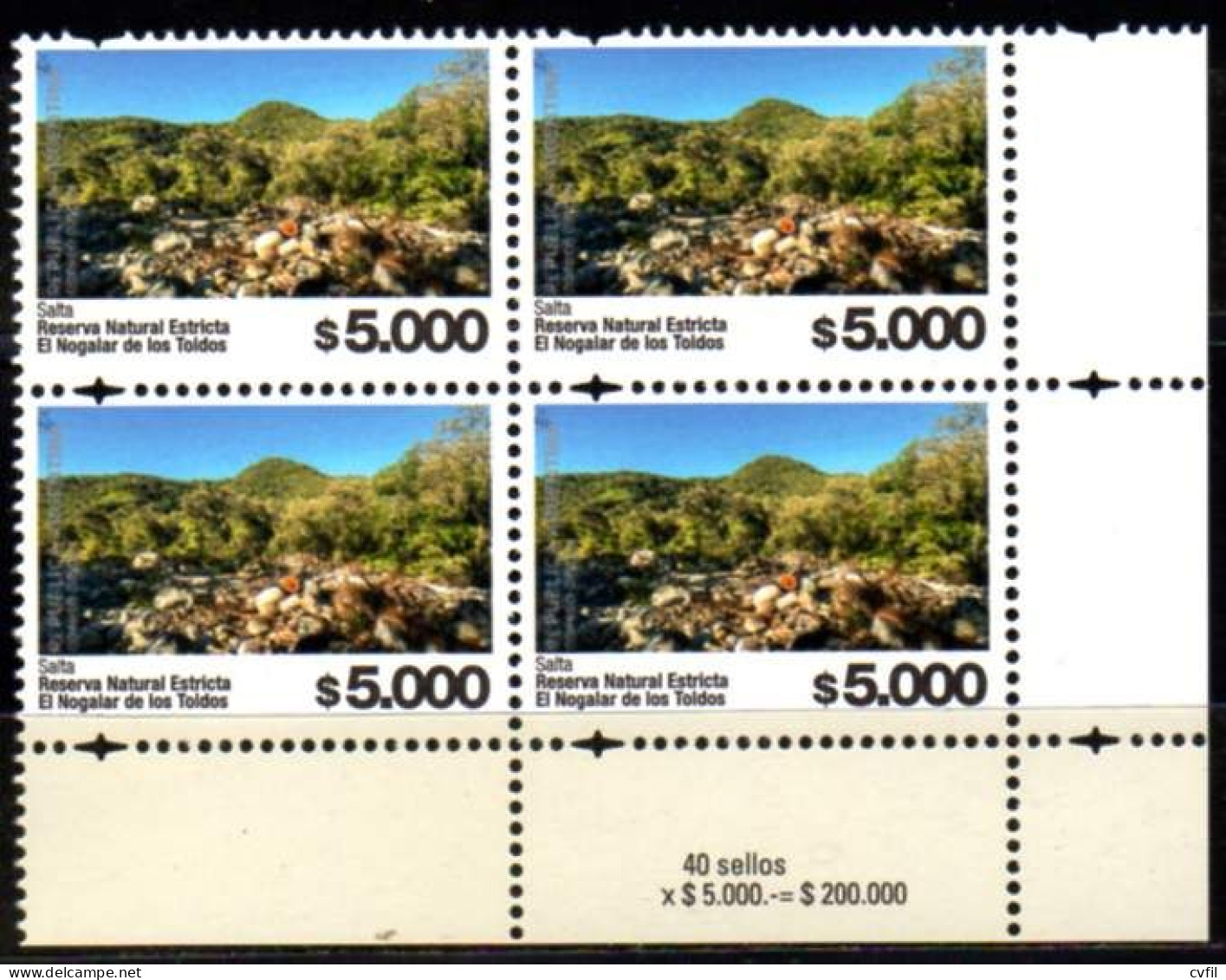 ARGENTINA 2024. Definitive $ 5.000 National Reserve El Nogalar De Los Toldos, Salta. Block Of Four, Mint NH - Unused Stamps