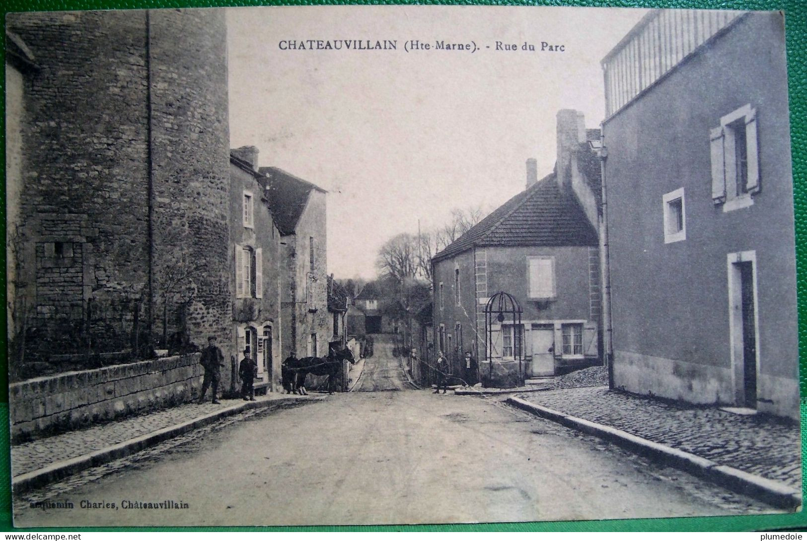 Cpa 52 CHATEAUVILLAIN Animée RUE DU PARC , Attelage , Puits , 1915 HAUTE MARNE EDITEUR CHARLES JACQUEMAIN - Chateauvillain