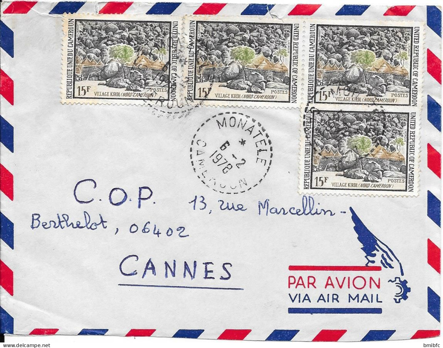 Sur Lettre 6-2-1978      RÉPUBLIQUE UNIE DU CAMEROUN  (MONATELÉ) - Camerun (1960-...)