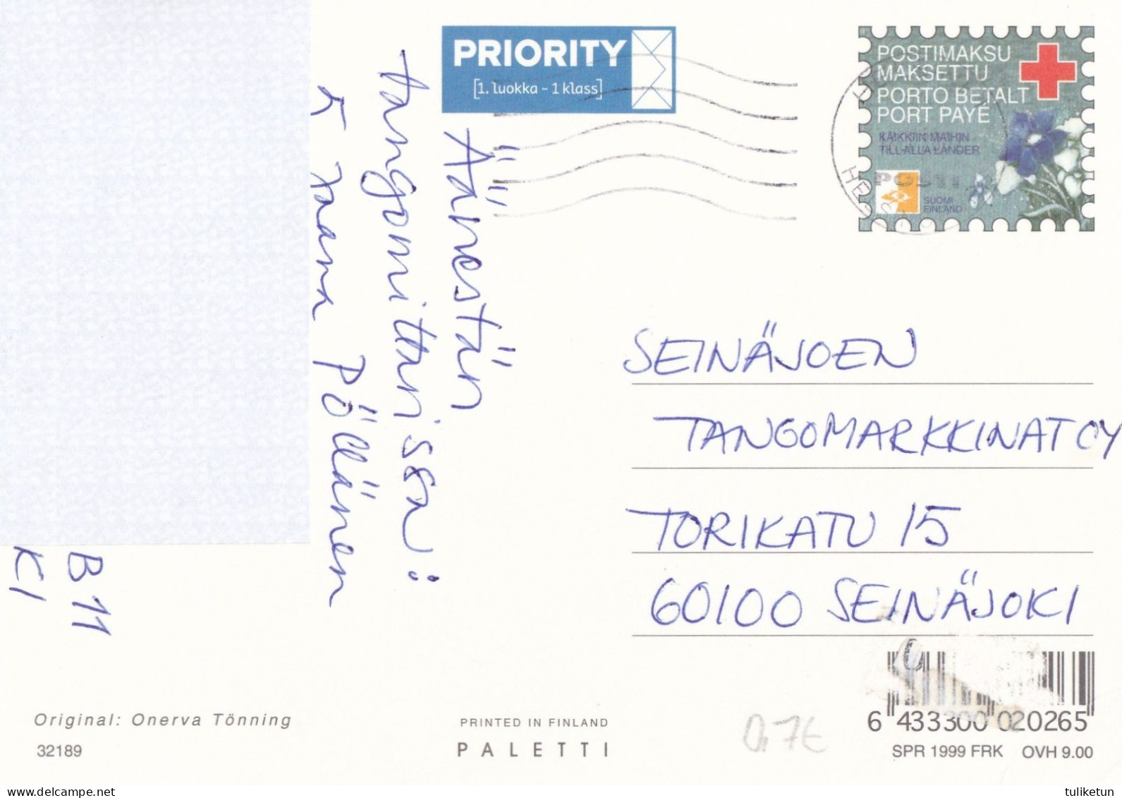 Postal Stationery - Flowers In Jug - Apples On The Table - Red Cross 1999 - Suomi Finland - Postage Paid - Enteros Postales