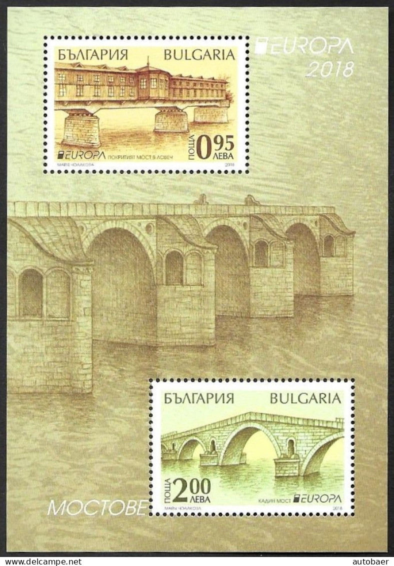 Bulgaria Bulgarie Bulgarien 2018 Europa Cept Bridges Michel Bl. 450 (5360-61) MNH Neuf Postfrisch ** - 2018