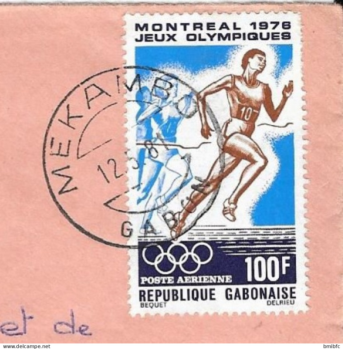 Sur Lettre 12-5-81 GABON (MEKAMBO) Affranchissement Timbre Jeux Olympiques MONTRÉAL 1976 - Zomer 1976: Montreal
