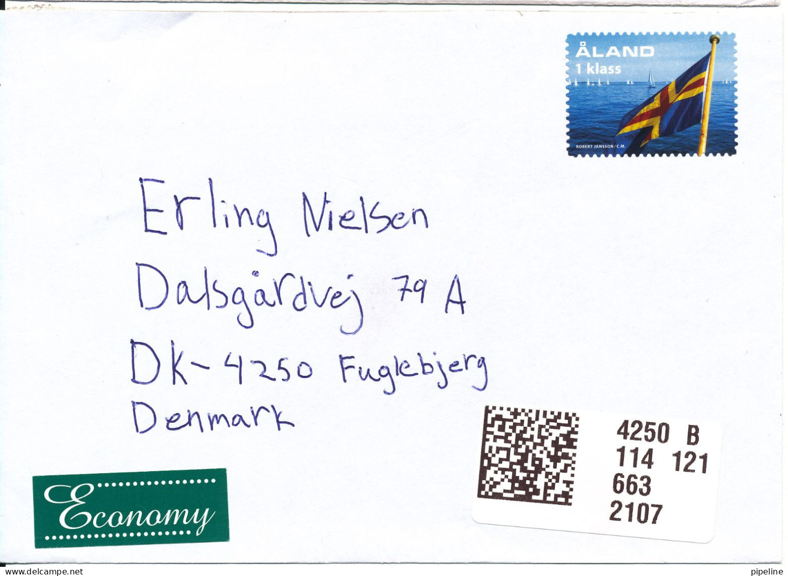 Aland Cover Sent To Denmark 2004 Single Franked FLAG - Aland