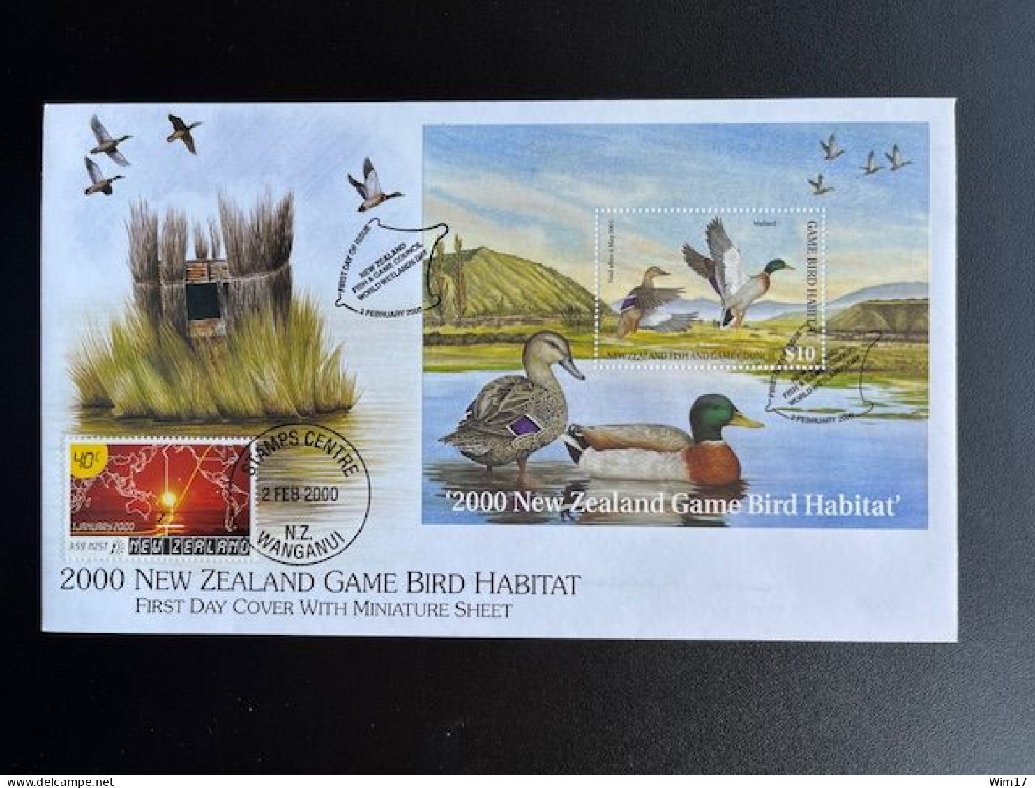 NEW ZEALAND SPECIAL COVER GAME BIRD HABITAT 02-02-2000 NIEUW ZEELAND DUCKS BIRDS - Cartas & Documentos